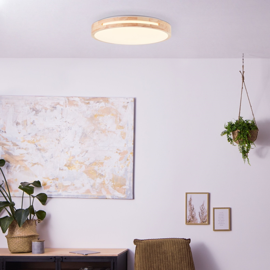 Brilliant - LED Dimmable φωτιστικό οροφής WOODBURY LED/24W/230V διάμετρος 39 cm καουτσουκόδεντρο - FSC πιστοποιημένο