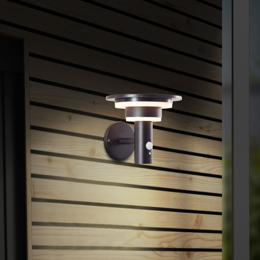 Brilliant - Ηλιακό επιτοίχιο φωτιστικό LED με αισθητήρα GARVINA LED/3W/3,7V 2000 mAh IP44 μαύρο