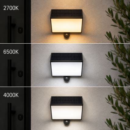 Brilliant - Ηλιακό επιτοίχιο φωτιστικό LED με αισθητήρα SIERRA LED/6W/3,7V 2700/4000/6500K 2000 mAh IP54 μαύρο