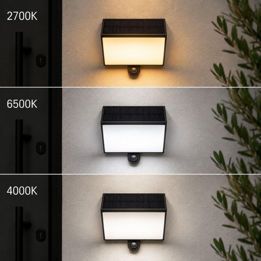 Brilliant - Ηλιακό επιτοίχιο φωτιστικό LED με αισθητήρα SIERRA LED/6W/3,7V 2700/4000/6500K 2000 mAh IP54 μαύρο