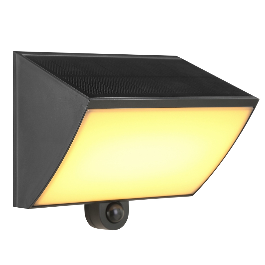 Brilliant - Ηλιακό επιτοίχιο φωτιστικό LED με αισθητήρα SIERRA LED/6W/3,7V 2700/4000/6500K 2000 mAh IP54 μαύρο