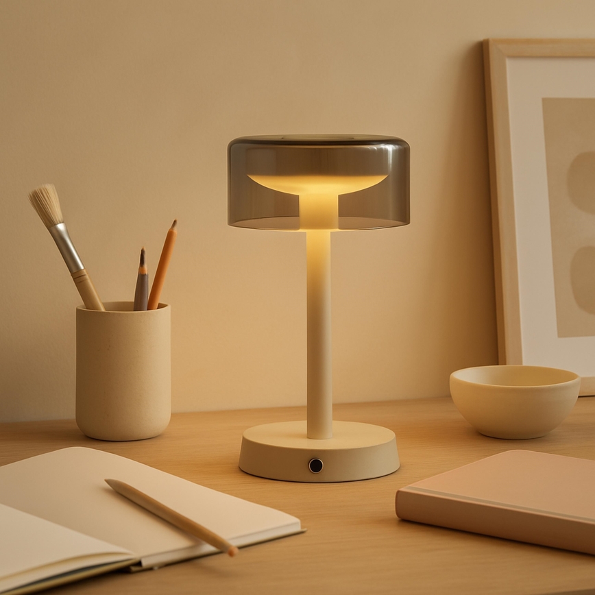 Brilliant - Ρυθμιζόμενο επαναφορτιζόμενο επιτραπέζιο εξωτερικό LED φωτιστικό αφής RAZOR LED/2,5W/5V 2700K 2600 mAh IP44 γκρι