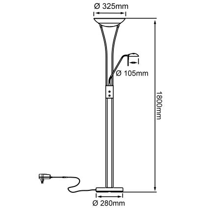 Brilliant - LED Ρυθμιζόμενο επιδαπέδιο φωτιστικό FINN 2xLED/13W/230V ματ χρώμιο