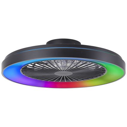 Brilliant - Ρυθμιζόμενος οροφής ανεμιστήρας LED RGBW MAZZARO LED/24W/230V 3000-6500K διάμετρος 58 εκ. μαύρος + τηλεχειριστήριο