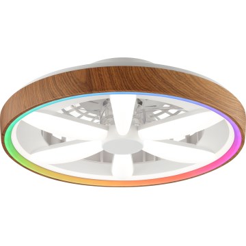 Brilliant - LED RGBW Dimmable ανεμιστήρας οροφής GAIANO LED/24W/230V 2700-6500K διάμετρος 48 cm καφέ + τηλεχειριστήριο