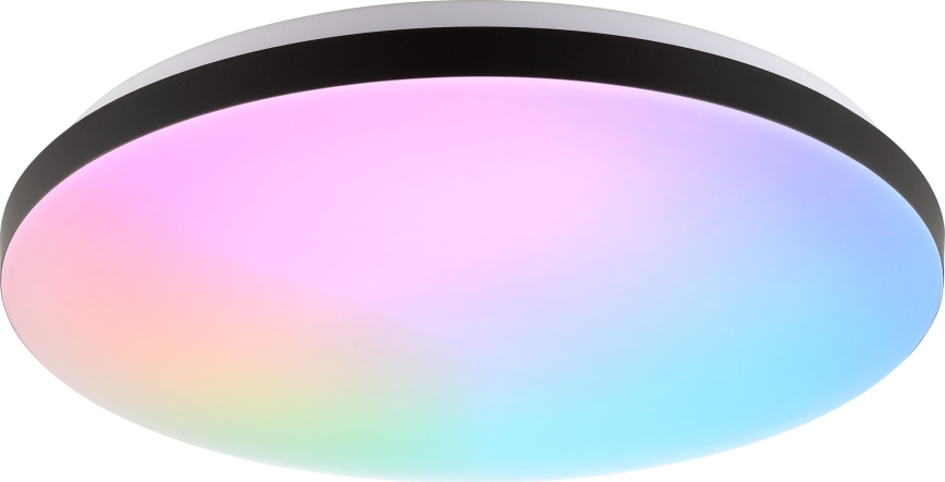 Brilliant - LED RGBW Dimmable φωτιστικό οροφής LIVIO LED/20W/230V 3000-6500K διάμετρος 49 cm μαύρο + τηλεχειριστήριο