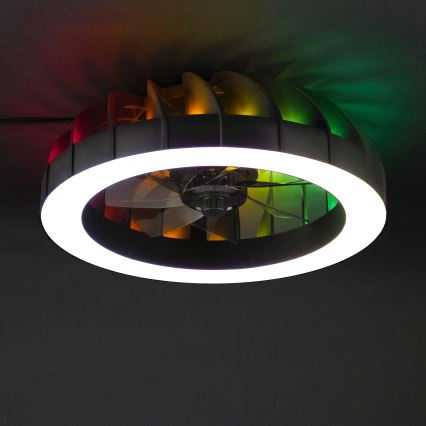 Brilliant - LED RGBW Dimmable ανεμιστήρας οροφής με ένα φωστικό FANORA LED/30W/230V 2700-6500K διάμετρος 46 cm μαύρο + τηλεχειριστήριο