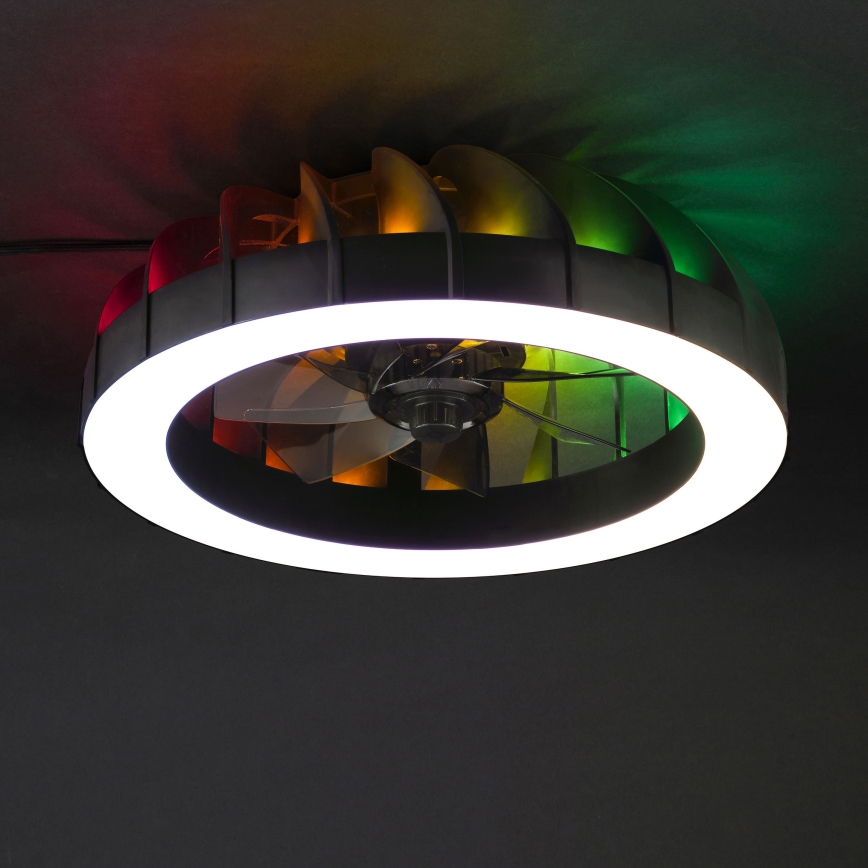 Brilliant - LED RGBW Dimmable ανεμιστήρας οροφής με ένα φωστικό FANORA LED/30W/230V 2700-6500K διάμετρος 46 cm μαύρο + τηλεχειριστήριο