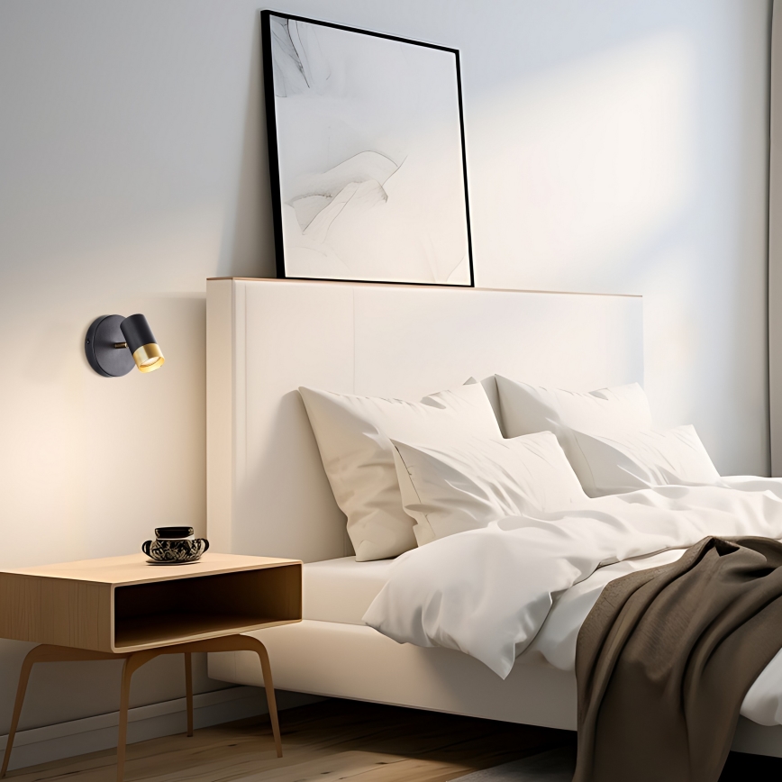 Brilliant - LED επιτοίχιο σποτ VIGOLO 1xGU10/5W/230V μαύρο/χρυσό