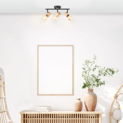 Brilliant - Σποτ φωτιστικό KERRY 3xE27/40W/230V μαύρο/μπαμπού