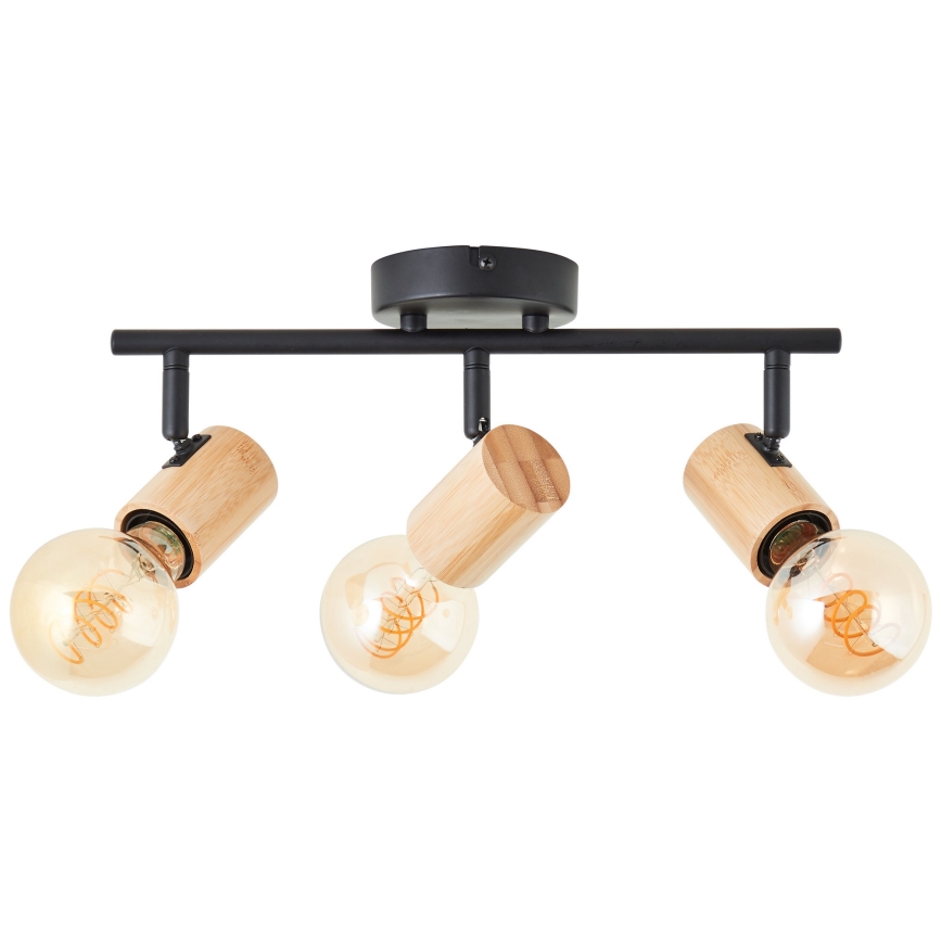 Brilliant - Σποτ φωτιστικό KERRY 3xE27/40W/230V μαύρο/μπαμπού