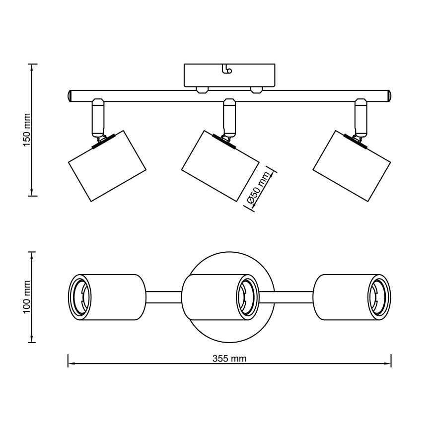 Brilliant - Σποτ φωτιστικό KERRY 3xE27/40W/230V μαύρο/μπαμπού