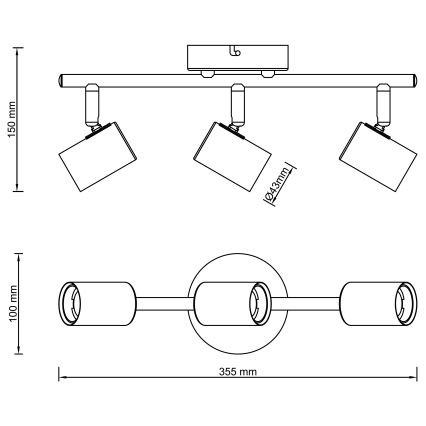 Brilliant - Σποτ φωτιστικό KERRY 3xE27/40W/230V μαύρο/ορείχαλκος
