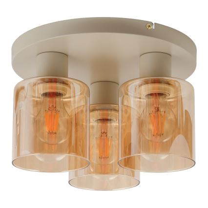 Brilliant - Επιφανειακό φωτιστικό οροφής LYSKA 3xE27/20W/230V διάμ. 31 cm κρεμ/καπνιστό μπεζ