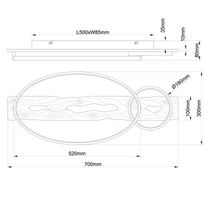 Brilliant - Ρυθμιζόμενο φωτιστικό οροφής LED PIRUS LED/30W/230V 30x70 cm ξύλο καουτσούκ