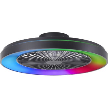 Brilliant - Ρυθμιζόμενος οροφής ανεμιστήρας LED RGBW MAZZARO LED/24W/230V 3000-6500K διάμετρος 58 εκ. μαύρος + τηλεχειριστήριο