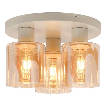 Brilliant - Επιφανειακό φωτιστικό οροφής LYSKA 3xE27/20W/230V διάμ. 31 cm κρεμ/καπνιστό μπεζ
