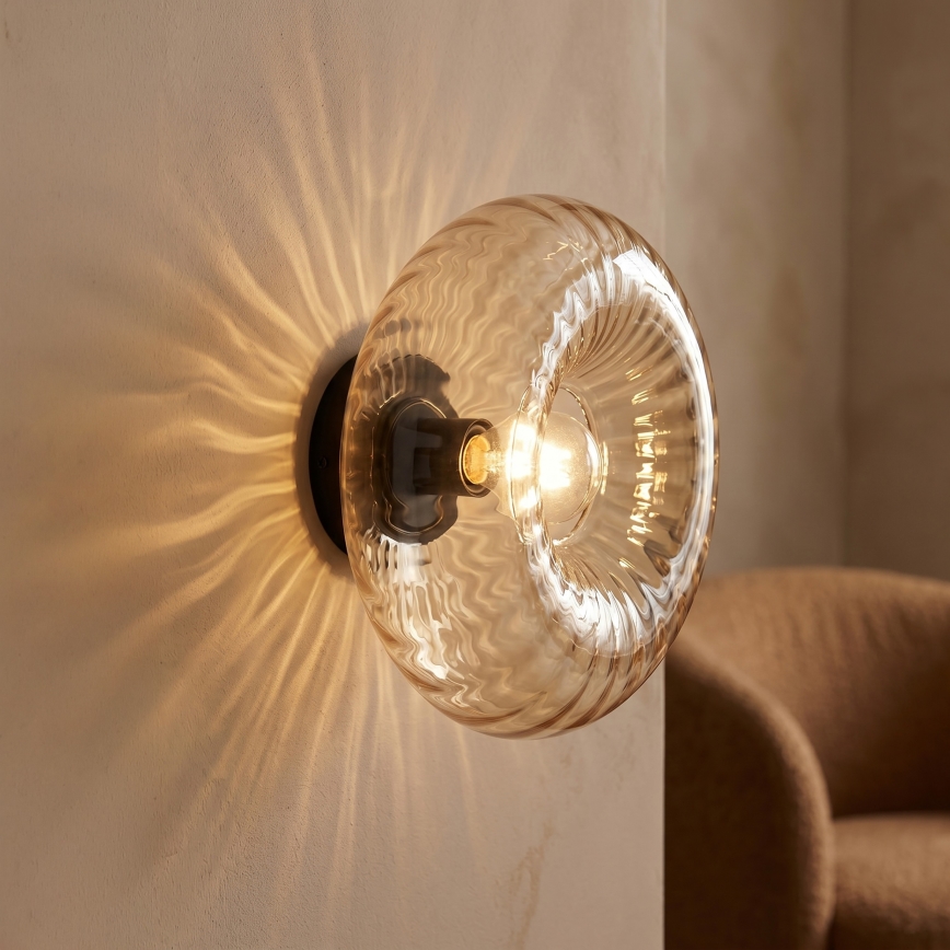 Brilliant - Επιτοίχιο φωτιστικό NEVIL 1xE27/20W/230V μαύρο/καπνιστό μπεζ