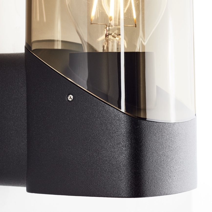 Brilliant - Επιτοίχιο φωτιστικό εξωτερικού χώρου MINOU 1xE27/10W/230V IP44 μαύρο/φιμέ