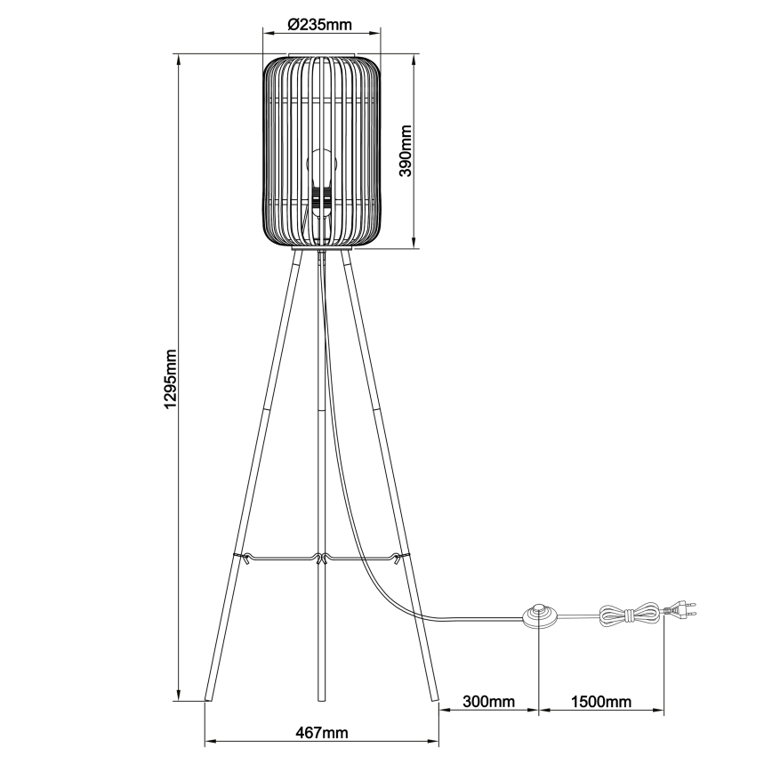 Brilliant - Επιδαπέδιο φωτιστικό WOODROW 1xE27/60W/230V μπαμπού