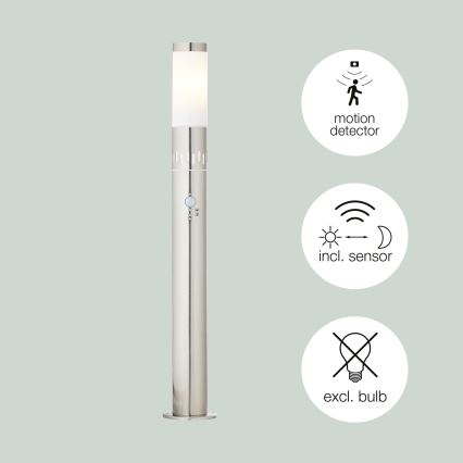 Brilliant - Εξωτερική λάμπα LED με αισθητήρα LEIGH LED/0,9W/230V + 1xE27/11W 80 cm IP44 γυαλιστερό χρώμιο