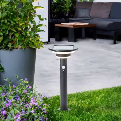 Brilliant - Ηλιακή λάμπα LED με αισθητήρα GARVINA LED/3W/3,7V 45 cm IP44 μαύρο