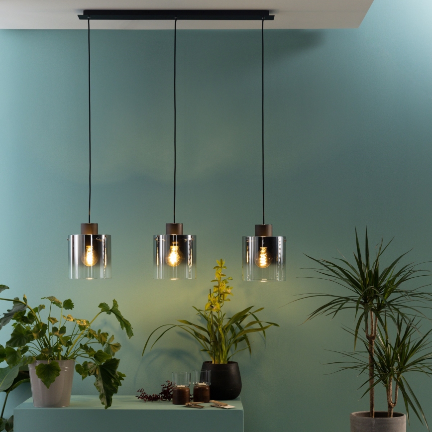 Brilliant - Κρεμαστό φωτιστικό με καλώδιο BETH 3xE27/60W/230V μαύρο/καπνιστό