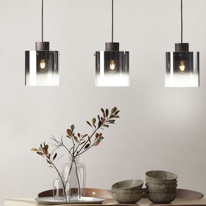 Brilliant - Κρεμαστό φωτιστικό με καλώδιο BETH 3xE27/60W/230V μαύρο/καπνιστό