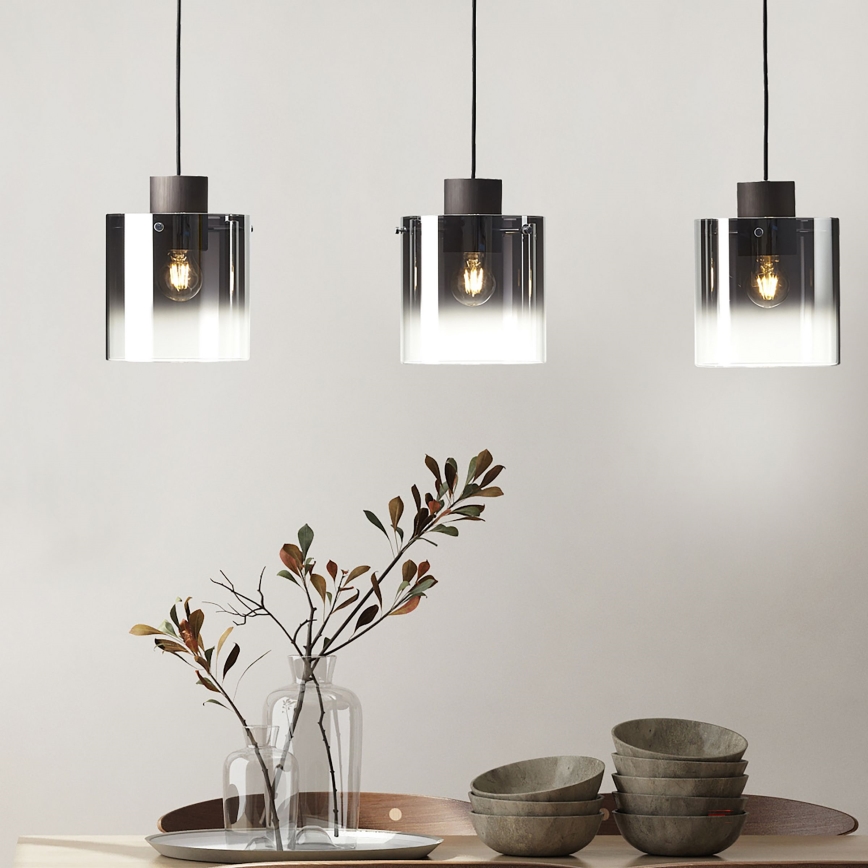 Brilliant - Κρεμαστό φωτιστικό με καλώδιο BETH 3xE27/60W/230V μαύρο/καπνιστό