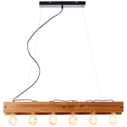 Brilliant - Κρεμαστό φωτιστικό οροφής CALANDRA 6xE27/42W/230V πεύκο