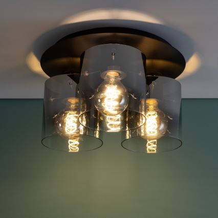 Brilliant - Φωτιστικό οροφής BETH 3xE27/60W/230V μαύρο/καπνιστό