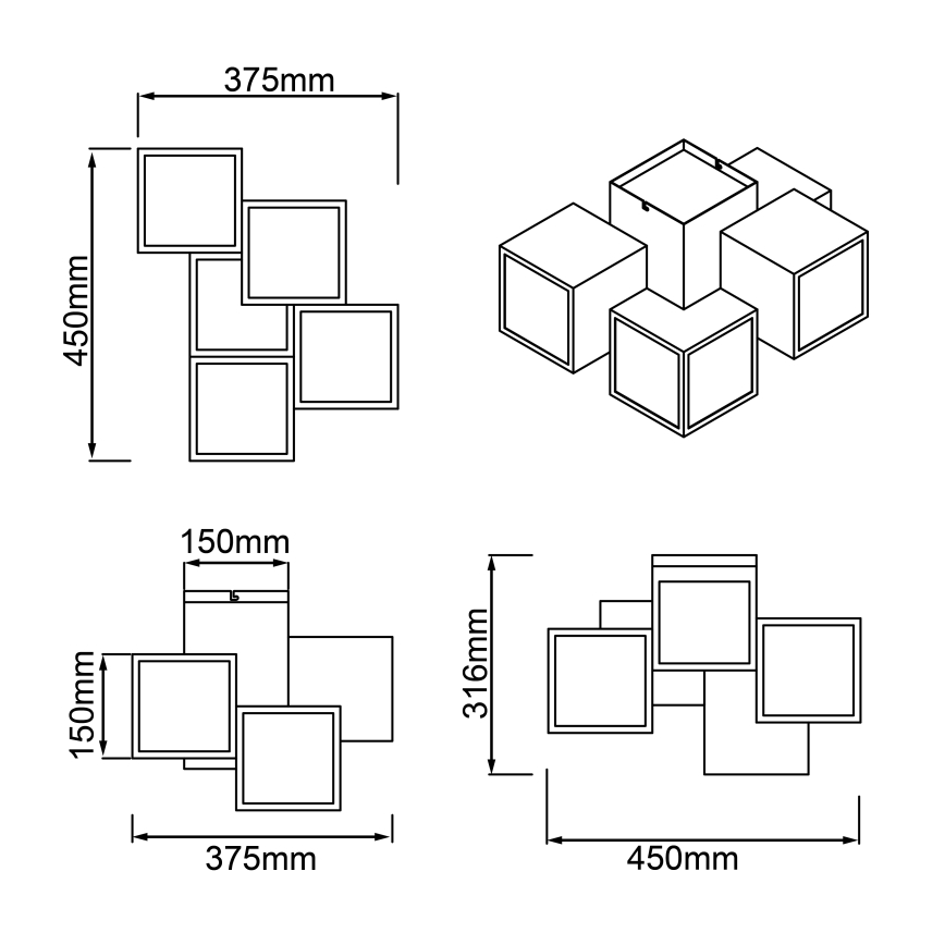 Brilliant - Φωτιστικό οροφής LED CUBIX 5xLED/7,6W/230V 3000K λευκό