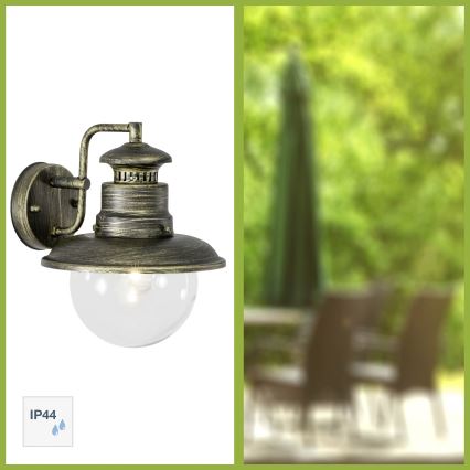 Brilliant - Φωτιστικό τοίχου εξωτερικού χώρου ARTU 1xE27/60W/230V IP44 πατίνα/χρυσό