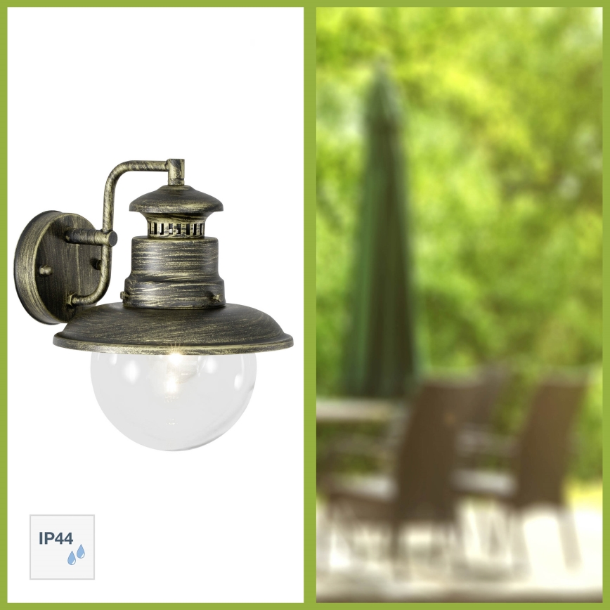 Brilliant - Φωτιστικό τοίχου εξωτερικού χώρου ARTU 1xE27/60W/230V IP44 πατίνα/χρυσό