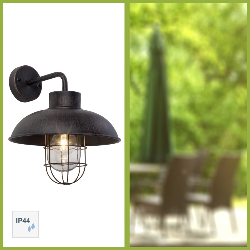 Brilliant - Φωτιστικό τοίχου εξωτερικού χώρου PORTLAND 1xE27/60W/230V μαύρο/πατίνα