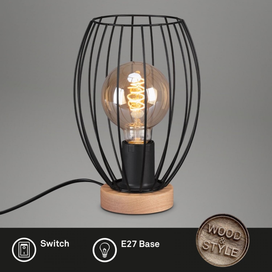 Brilo - Eπιτραπέζιο φωτιστικό WAKTU 1xE27/25W/230V Καουτσουκόδεντρο