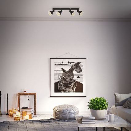 Brilo - Φωτιστικό σποτ RETRO 4xE14/25W/230V μαύρο