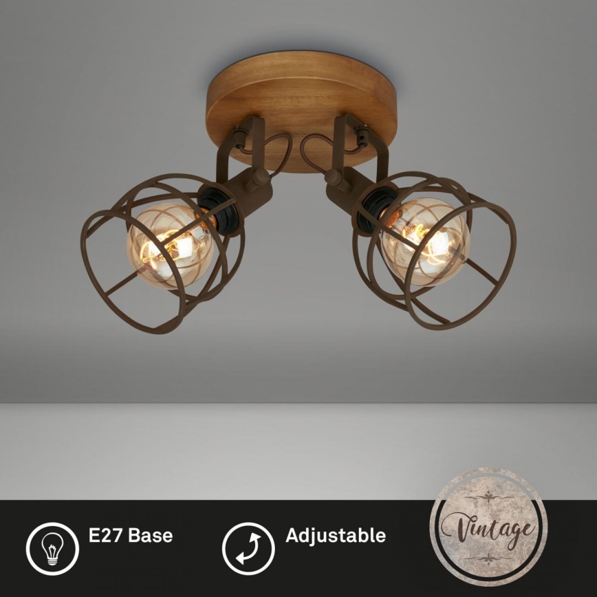 Brilo - Φωτιστικό σποτ VINTAGE 2xE27/25W/230V καφέ