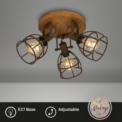 Brilo - Φωτιστικό σποτ VINTAGE 3xE27/25W/230V
