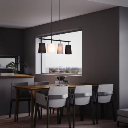 Brilo - Κρεμαστό φωτιστικό με καλώδιο 4xE27/40W/230V μαύρο/γκρι/λευκό