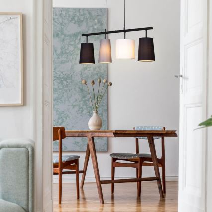 Brilo - Κρεμαστό φωτιστικό με καλώδιο 4xE27/40W/230V μαύρο/γκρι/λευκό