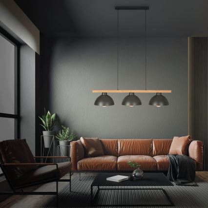 Brilo - Κρεμαστό φωτιστικό οροφής 3xE27/40W/230V Καουτσουκόδεντρο