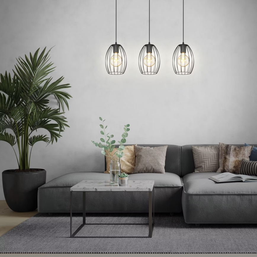 Brilo - Κρεμαστό φωτιστικό οροφής WAKTU 3xE27/60W/230V Καουτσουκόδεντρο