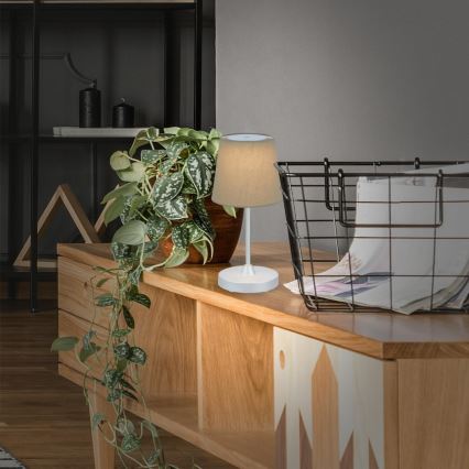 Brilo - LED Dimming επαναφορτιζόμενο Εξωτερικού χώρου Επιτραπέζιο φωτιστικό LED/3W/5V IP44 ασημί/μπεζ