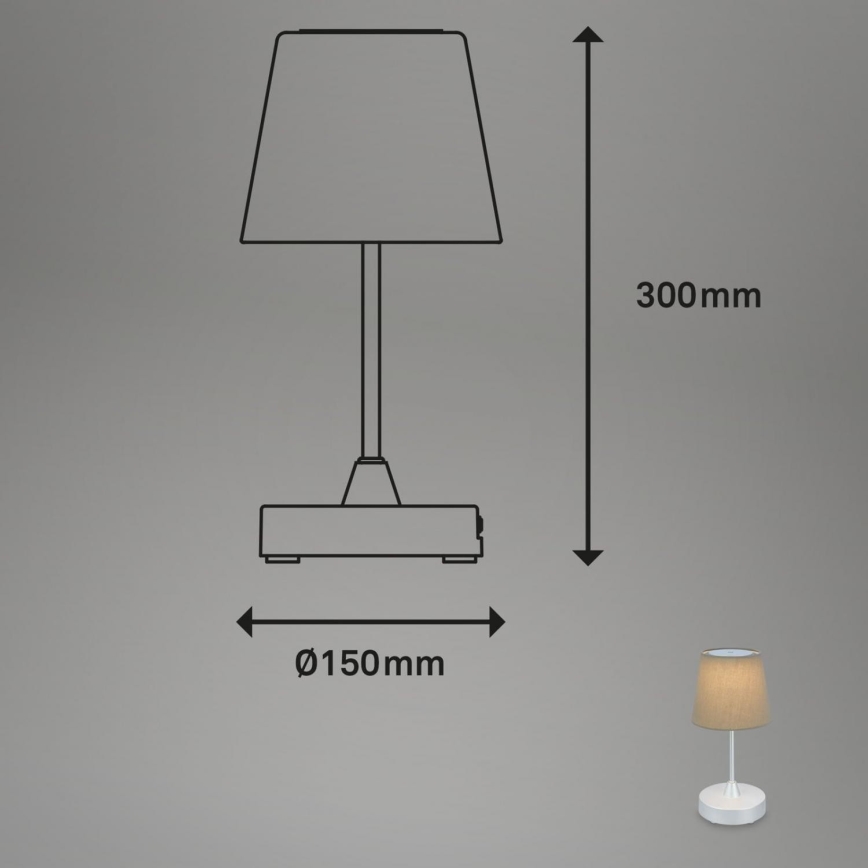 Brilo - LED Dimming επαναφορτιζόμενο Εξωτερικού χώρου Επιτραπέζιο φωτιστικό LED/3W/5V IP44 ασημί/μπεζ
