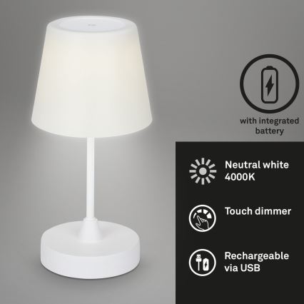 Brilo - LED Dimming rechargeable Εξωτερικού χώρου Επιτραπέζιο φωτιστικό LED/3W/5V IP44 λευκό