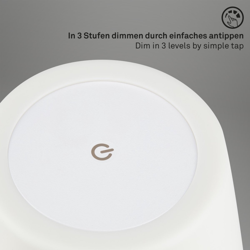 Brilo - LED Dimming rechargeable Εξωτερικού χώρου Επιτραπέζιο φωτιστικό LED/3W/5V IP44 λευκό