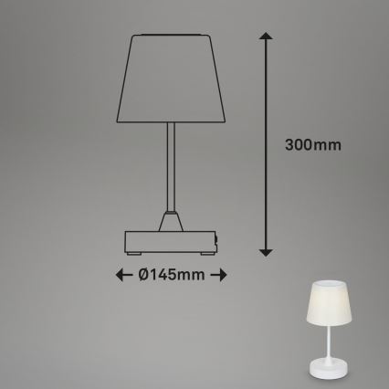 Brilo - LED Dimming rechargeable Εξωτερικού χώρου Επιτραπέζιο φωτιστικό LED/3W/5V IP44 λευκό