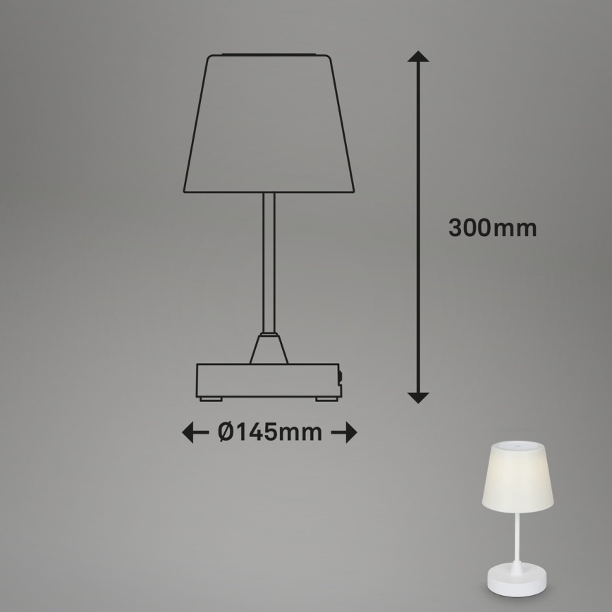 Brilo - LED Dimming rechargeable Εξωτερικού χώρου Επιτραπέζιο φωτιστικό LED/3W/5V IP44 λευκό