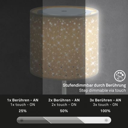 Brilo - LED Dimming rechargeable Εξωτερικού χώρου Επιτραπέζιο φωτιστικό LOLE LED/3W/5V IP44 ασημί/μπεζ